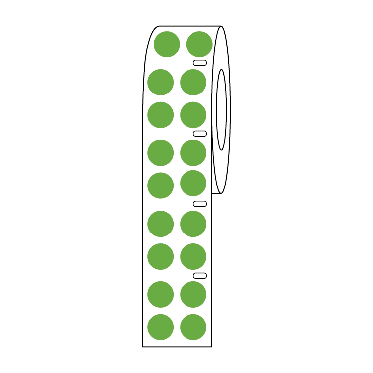 Globe Scientific Label Roll, Cryo, Direct Thermal, 9.5mm Dots, for 1.5mL Tubes, Green 